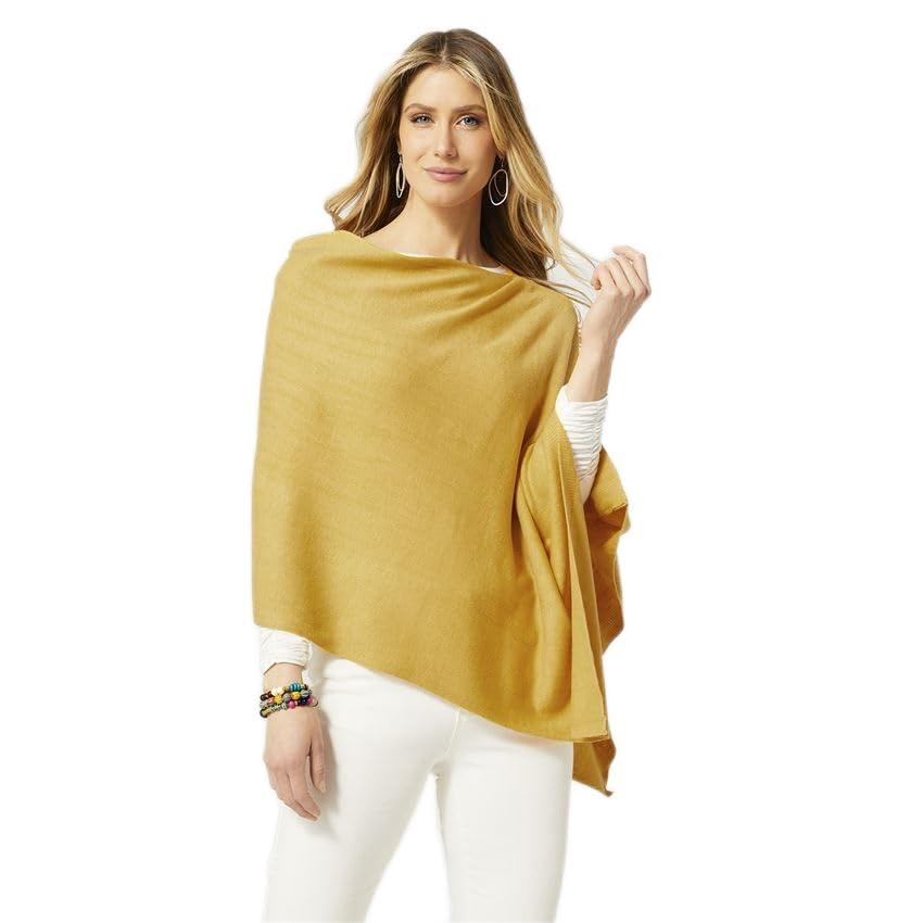 Coco + Carmen The Lightweight Poncho, Mustard, Women Fashion Apparel Accessories - Main Image
