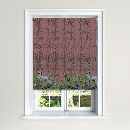 Lister Cartwright Heron Chinoiserie Bamboo Pink & Teal Blackout Roller Blinds Windows Child Safe Easy Fit Made to Measure(Pink, 120 cm Width x 140 cm Drop)