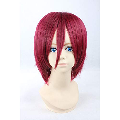 HOOLAZA Wine Red Short Straight Wig Free Eternal Summer Rin Matsuoka for the Halloween Party Cosplay Wigs HOOLAZA Wine Red Short Straight Wig Free Eternal Summer Rin Matsuoka for the Halloween Party Cosplay Wigs