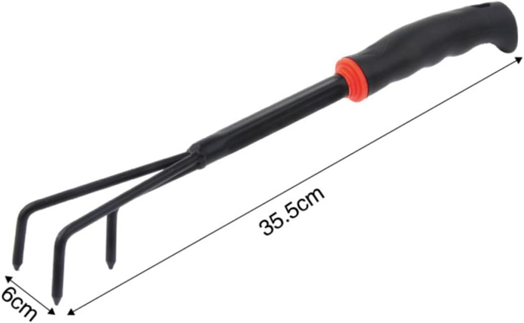 Sosoport 6pcs Iron Garden Tool Set with Ergonomic Anti-Skid Handle Versatile Hoeing Rake Shovel and Rake Accessories for Home Balcony and Potted Gardening Black Orange