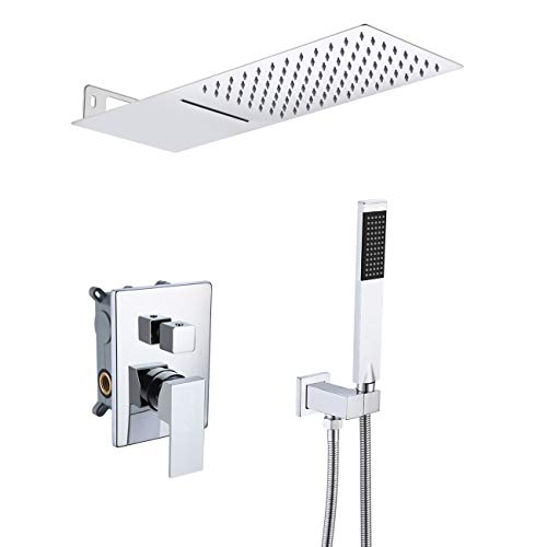 Exclusive Discount 60% Price KES Shower System with Waterfall Shower Head Shower Faucets Sets Complete Pressure Balancing Shower Valve and Trim Kit, XB6310-CH