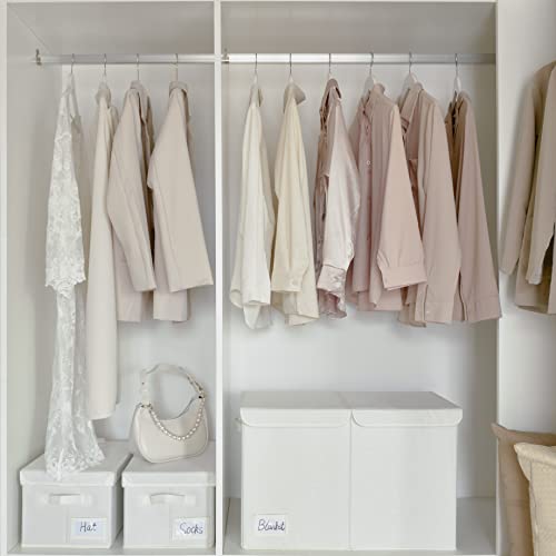 Granny Says Extra Large Storage Bin With Lid, Fabric Closet Bin Storage Organizer For Home, Storage Box Decorative For Organizing Bedroom Wardrobe, Pearl White, 1-Pack #TOP5