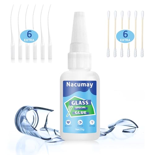 Glass Glue, Glass Repair, Glass Glue Clear Waterproof, 35g Glass Glue Clear Repair Heavy Duty, Super Instant Glue for Mirror Repair, Jewelry, Art, Crystal, Mirror, Aquarium and More