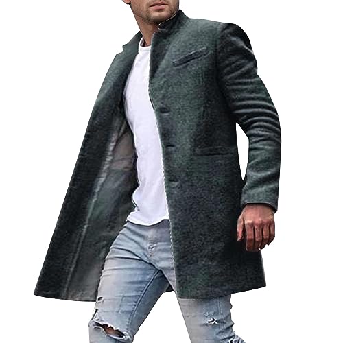 Manteau en laine pour homme coupe ajustée et élégant trench noir unie