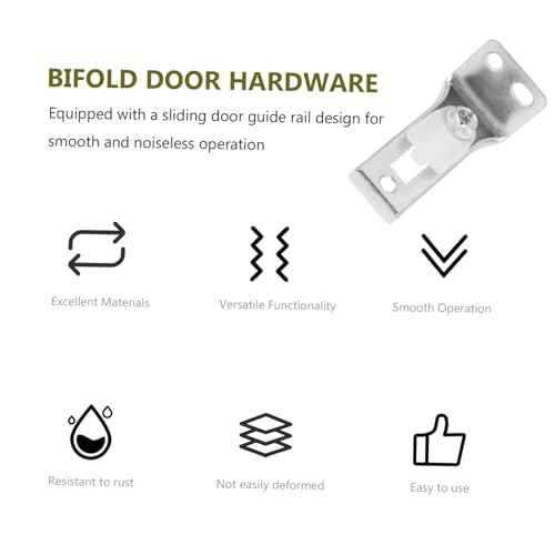 Kit de herrajes para puerta bifold con riel deslizante para clóset, juego ajustable de rodillos, 2 juegos, accesorios robustos y versátiles para instalación fácil miniatura 7