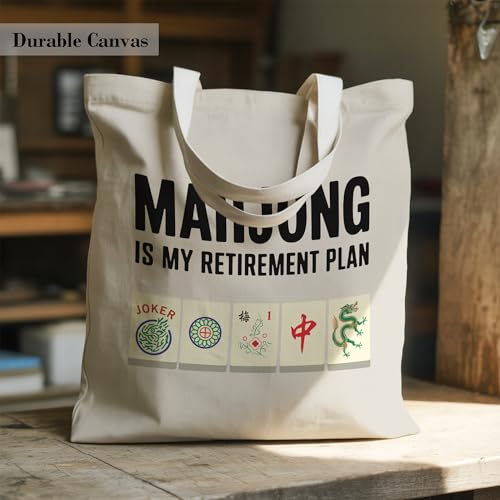 Bolsa Tote para mujeres Mahjong Gifts reutilizable de lona miniatura 3