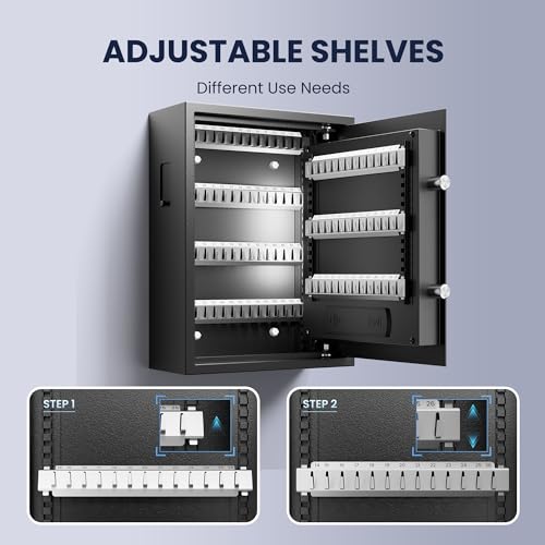 KornerBatl 103 Keys Electronic Key Lock Box with Code, Key Box Wall Mount with Anti-Theft Deposit Key Slot & LED Light for Home Office - Image 5