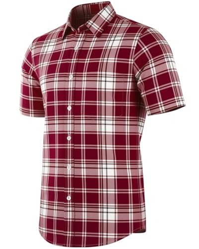 Casual Soft Dress Regular Fit Shirt Red And White L