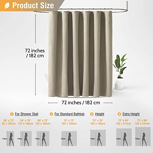 BTTN Cortina de chuveiro texturizada de linho, conjunto de cortina de chuveiro de tecido de qualidad