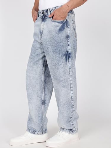 Image of BENE KLEED Men Blue Washed Baggy Fit Jeans