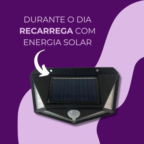 Luminária Solar Externa para Jardim com Sensor de Presença e 100 LEDs de Alta Luminosidade - Resiste