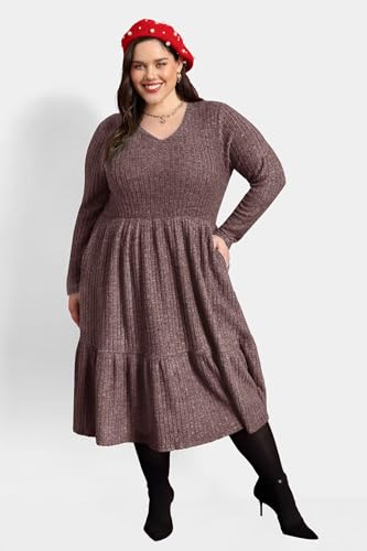 Image of RITERA Plus Size Dresses for Curvy Women Summer Spring Womens Dress V Neck Short Sleeve Casual Dress with Pockets XL-5XL