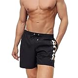 BOSS Herren Bold Badeshorts aus recyceltem Material mit Signature-Streifen-Logo Schwarz L