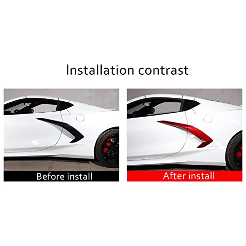 Cheayar 100% Real Carbon Fiber Exterior Body Side Air Outlet Cover Trim For Chevrolet Corvette C8 2020-2023, Car Side Body Vent Trim Accessories, Exterior Door Handle Protector Trim Frame Cover (Red) #TOP1