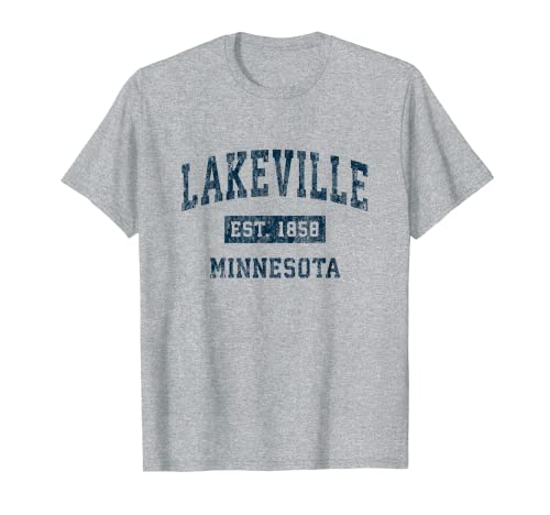 Diseño deportivo vintage de Lakeville Minnesota, estampado azul marino Camiseta