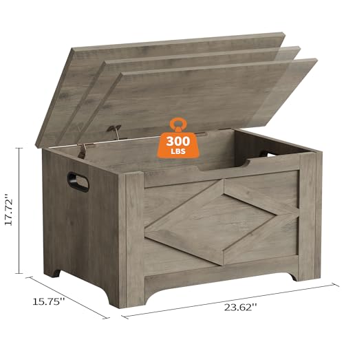 GAOMON Storage Chest, Wooden Toy Storage Bench, Modern Style Lift-Top Toy Chest with Safety Hinge for Entryway, Bedroom, Living Room, Supports 300 Lb and Easy Assembly