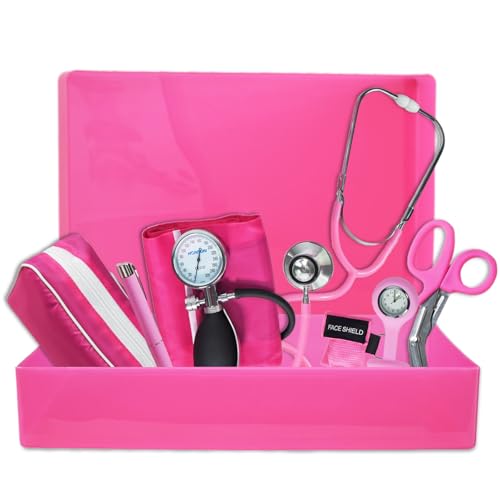 Pink Nurse Instrument Set – 7-Piece Medical Kit with Stethoscope, BP Cuff, Watch & More – Ideal for Nurses & Students