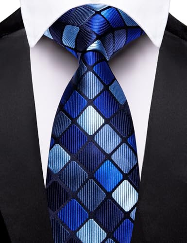 Image of Barry.Wang Mens 6 PCS Ties Silk Striped Paisley Check Floral Necktie Silky Woven Wedding Business Party Ties 3.34 inch