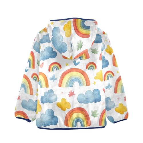 Watercolor Rainbows and Clouds Girls Fleece Jacket Girls Fall Jacket Girls Zip Up Hoodie Girls Sherpa Jacket 2-10T2