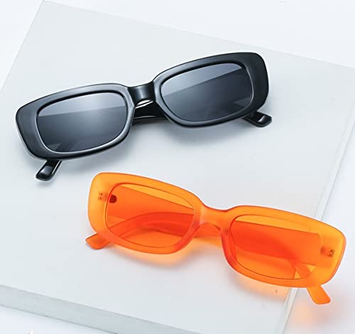 IKANOO Retro Rectangle Sunglasses for Women Men Small Square Frame Trendy Y2K 90’s Black Sunglasses (Orange+Pink) by IKANOO - Used condition - Image 6