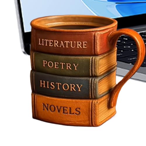 Stronrive Tasse À Thé Chaude,Tasse À Vin En Résine Avec Design De Livre En 3D | Tasse Ergonomique Avec Poignée Pour Lecteur Bibliophile Amateur De Livres Écrivain