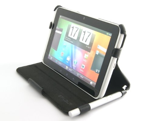 Stilgut UltraSlim Hülle Kompatibel mit HTC Flyer Tablet, flaches Etui mit Stand- & Präsentationsfunktion für HTC Flyer Tablet (7 Zoll), Schwarz