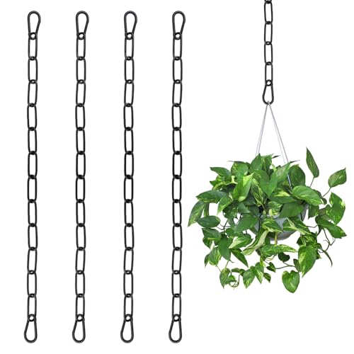 4 Piezas Cadena Silla Colgante 60CM 4MM Capacidad de Carga 150 kg Cadenas para Hamacas con Mosquetones Ajustable Impermeable Cadena para Silla Suspendida para Colgar Maceta Sillas Colgantes (Negro)