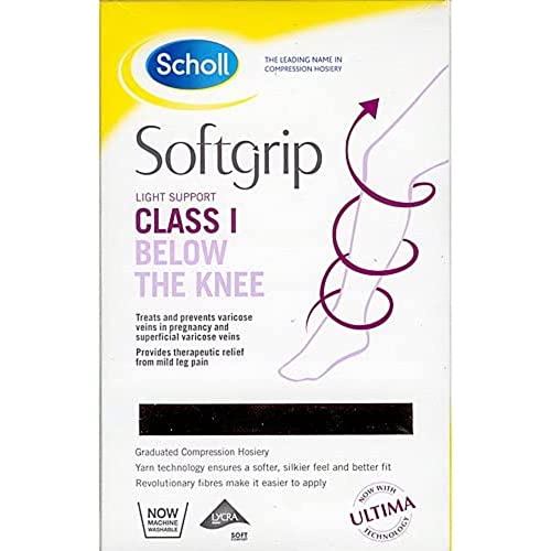 Scholl Softgrip Light Support Class I Compression Stockings-Below The Knee,Closed Toe-Class 1 Compression Stockings for Women Black- Available in Various Sizes,Stockings for Travel,Varicose Veins,Swelling Relief