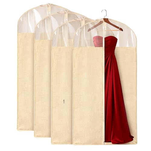 4 Pack 24 x 60 Inches Cotton Garment Bags for Hanging Clothes