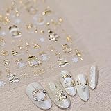 5D Embossed Christmas Nail Art Stickers Gold Crystal Ball Nail Stickers Self-Adhesive Wreath Xmas Tree Snowman Elk Snowflakes Nail Decals for Women Girls Winter Xmas Holiday Manicure DIY Nail Supplies