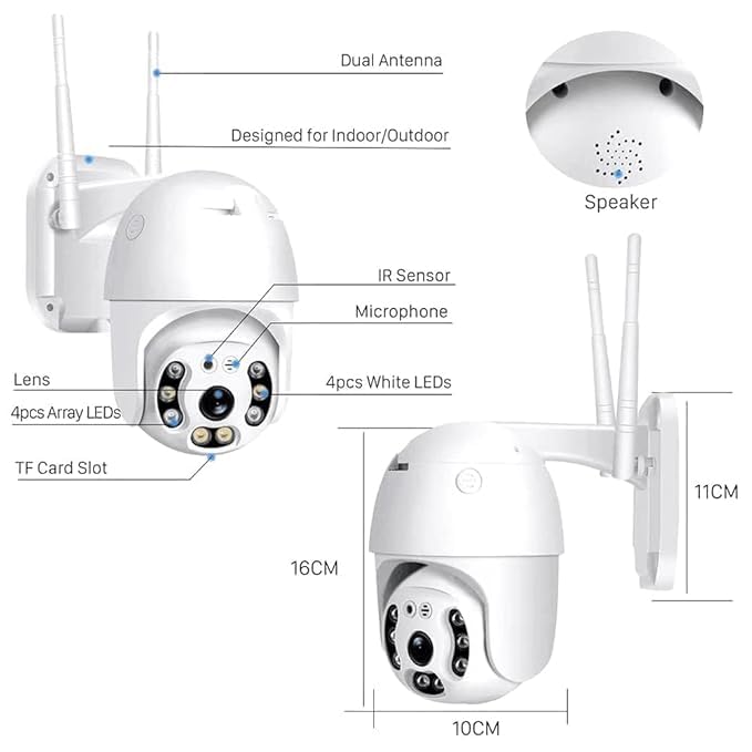 Image of JB Supar 5MP WiFi Outdoor PTZ Security Camera | 360 View | Full HD | Color Night Vision | Motion Detection | Two Way Audio | Wireless CCTV Camera for Home with Mobile App V380 Pro (Dome Camera)