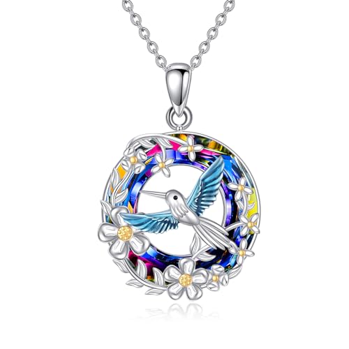 Collier femme colibri en cristal pendentif bijoux maman pour elle