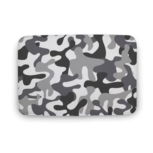 玄関マット室内 迷彩柄 カモフラージュ 黒白 泥落としマット 滑り止め 50x80cm 大判 カーペット 耐摩耗性 吸水 ドアマット バスマット ふわふわ 柔らか 洗える 抗菌防臭 足拭きマット 廊下 洗面所 掃除 ラグマット オールシーズン適用 水洗い