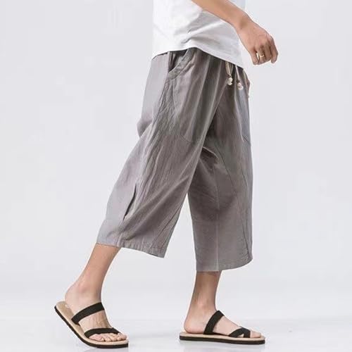 Shorts largos casuales para hombre en algodón y lino miniatura 3