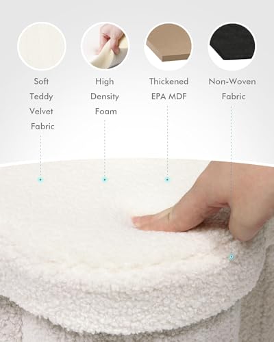Image of B FSOBEIIALEO Storage Ottoman Heart Shaped Ottoman with Storage,Cream White