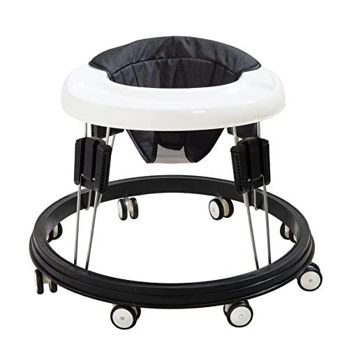 Image of Quocdiog Baby Walker,Foldable Multi-Function Anti-Rollover Toddler Walker,Suitable for All Terrains for Babies Boys and Girls 6-18Months 9 Heights Adjustable(Black)
