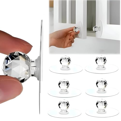 Image of 10 Pack Self Adhesive Wall Hooks Sticker Diamond Shape Hook for Wall Hanging Without Drill Strong Sticky Acrylic Crystal Hooks Cabinet Knob Pull Handle for Home Kitchen Bathroom