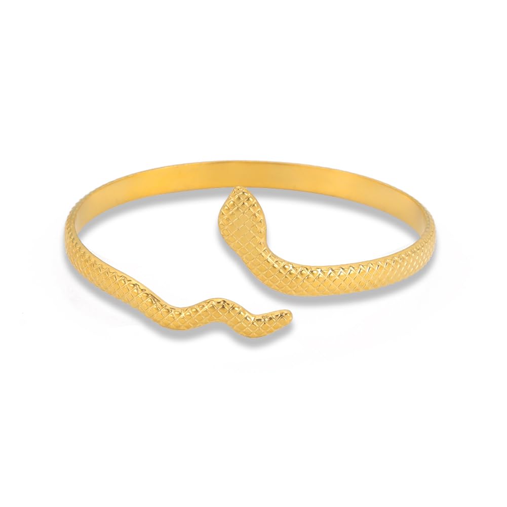 VASSAGO Pulsera de serpiente, brazalete abierto, pulsera de derivación de serpiente, pulsera ajustable de animales, joyería de mano de serpiente para mujeres y niñas