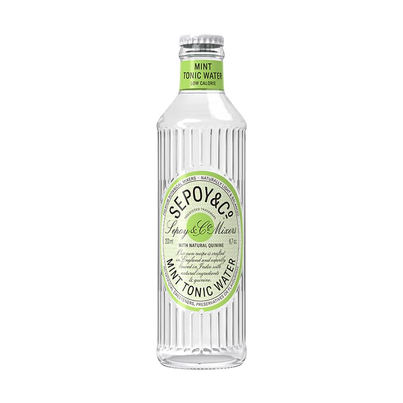 SEPOY & CO. Mint Tonic Water, Premium G&T Mixer, Flavoured Tonic Water, Low Cal, Sparkling, 100% Natural Ingredients, Pack of 12 X 200ml
