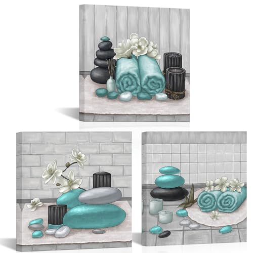 RnnJoile Spa Canvas Wall Art Teal Bathroom Pictures Painting Zen