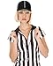 Geyoga 4 Pcs Men's Official Referee Costume Set Black and White Stripe Referee Shirt Hat Whistle Lanyard for Carnival(XL)