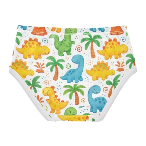 Joisal Toddler Girls Underwear 2t Cotton Cute Panties Girl Fancy Kids Briefs Undies Cute Cartoon White Dinosaurs2