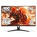 AOC C32G2ZE Moniteur de jeu incurvé sans cadre de 32 po, Full HD 1920 x 1080, VA, 0,5 ms 240 Hz, AMD FreeSync Premium, DP/HDMI/VGA, VESA, programme 3-3-1 Re-Spawned Noir