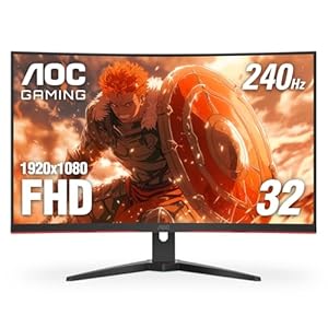 AOC C32G2ZE 32″ Curved Frameless Gaming Monitor, Full HD 1920×1080, VA, 0.5ms 240Hz, AMD FreeSync Premium, DP/HDMI/VGA, VESA, 3-3-1 Re-Spawn Program, Xbox PS5 Switch,Black