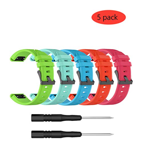 Turnwin Bands Compatible With Garmin Approach S62 Smartwatch, Silicone Band 22Mm Quick Release Rubber Straps Watch Wristbands (Lime Teal Sky Red Pink, For Garmin Approach S62 Bands Straps) #TOP7