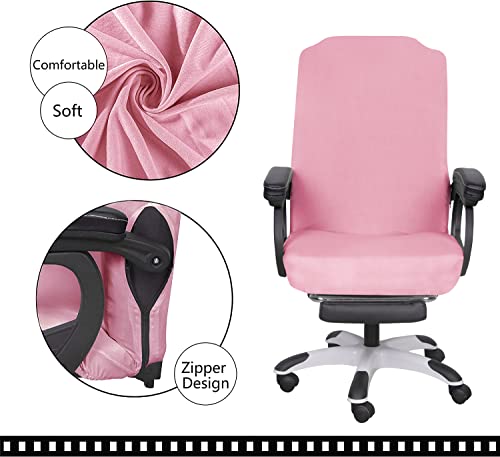 Image of SARAFLORA Pink Office Chair Covers Stretch Washable Computer Chair Slipcovers for Universal Rotating Boss Chair Large Size