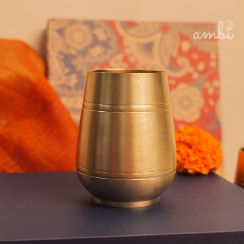 Image of Gift Set of 2 Lead Free 100% Pure Kansa Heavy Damru Glass - 330 ml Each | Festival Gift Box, Diwali Gifting, with a Beautiful Box | Gift Hamper