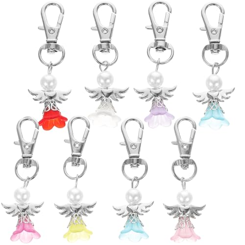 OSALADI Juego de Llaveros Creativos Alas de Ángel Multicolor 8 Piezas Dijes para Llavero Delicados para Decoración de Fiesta Bodas Cumpleaños y Accesorios DIY