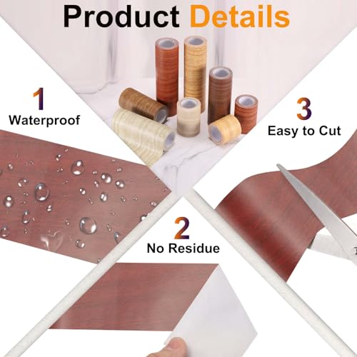 Image of PATIKIL Wood Grain Tape 4.7 inch x 32 ft, Self-Adhesive Wood Texture Repair Tape Realistic Wooden Effect Patch for Furniture Cabinets Floor Walls, Walnut