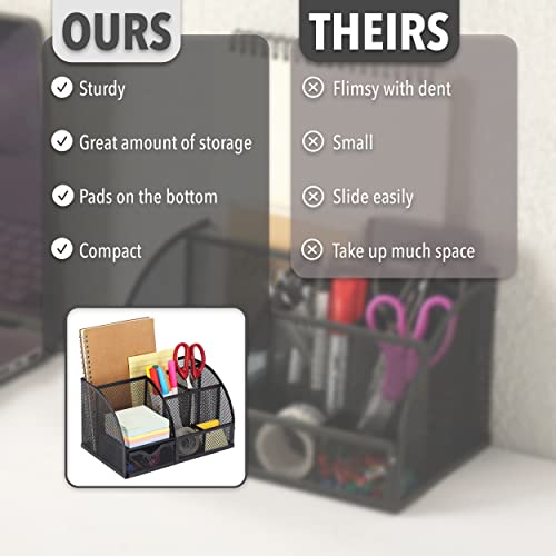 Mr. Pen Mesh Desk Organizer - Black Pen/Pencil Holder with Multiple Compartments - Image 6